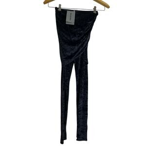 Balenciaga Demna Draped Front Leggings Womens 34 Black Crushed Velvet Stretch